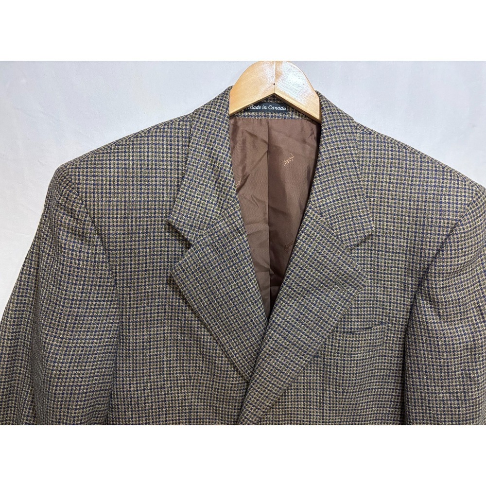 Yves Saint Laurent Blazer Jacket Mens Brown Houndstooth‎ Wool Blend Pockets - Picture 5 of 16